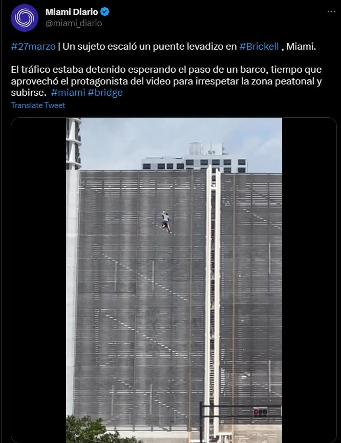 No ha sido identificado el hombre que subió al puente levadizo en Miami