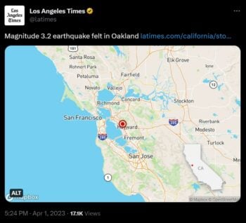 Reportan pequeños terremotos cerca del zoológico de Oakland