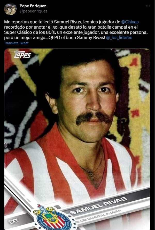 ¿De qué murió el exjugador Sammy Rivas?