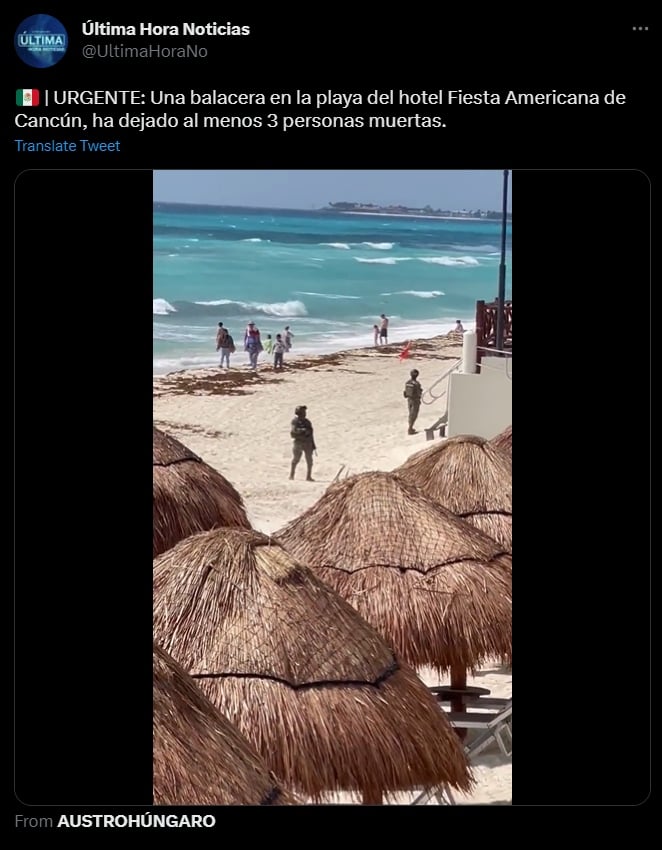 Balacera en playa de Cancún deja 3 muertos