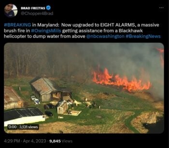Incendio forestal causa pánico en Baltimore, Maryland