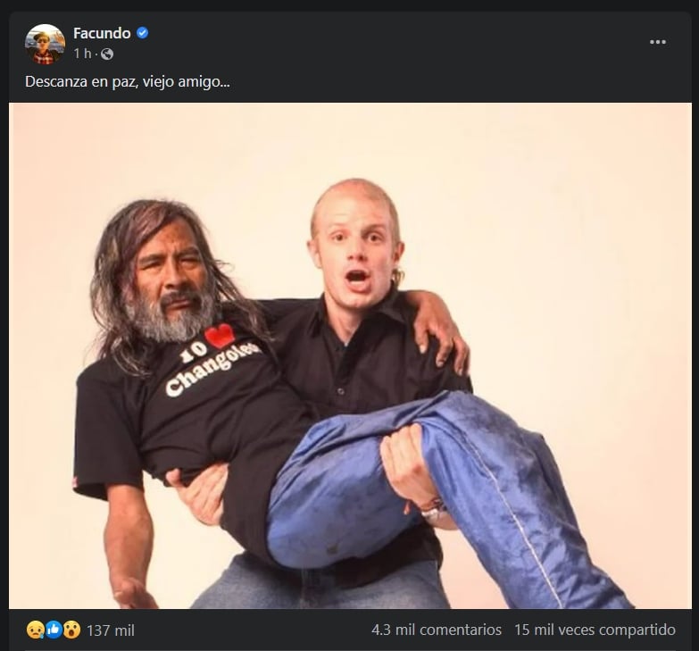 Murió "El Changoleón", Facundo lamenta su muerte en redes