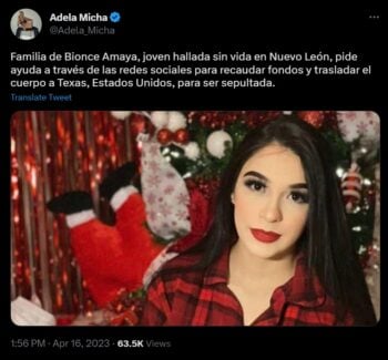 El cuerpo de la joven llegó a su familia en Texas