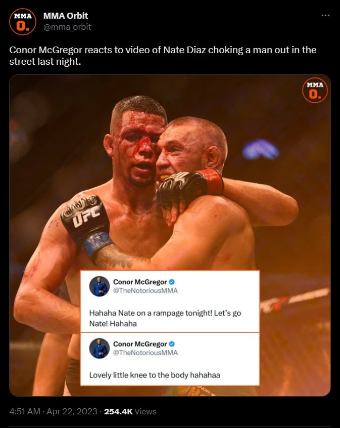 Conor McGregor reacciona a la pelea de Nate Diaz