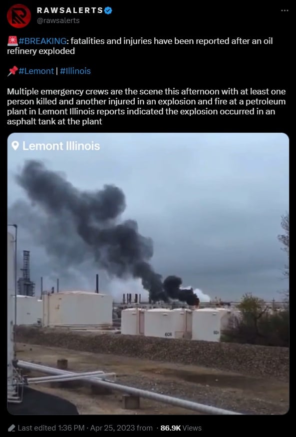 Explosion at Chicago oil plant sparks panic