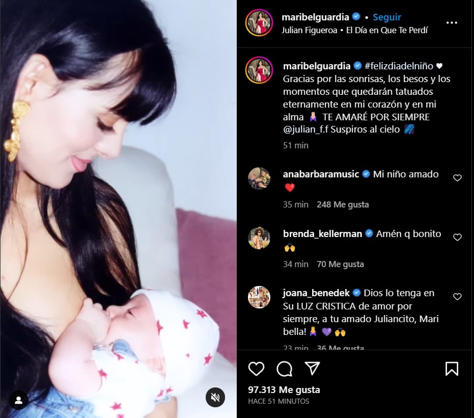 Maribel Guardia comparte fotos de Julián, pero termina exhibiéndose