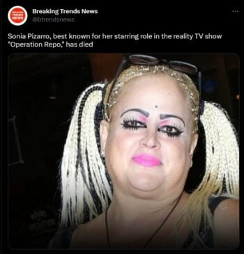 Muere Sonia Pizarro de "Operación Repo", la famosa ya había tenido complicaciones de salud