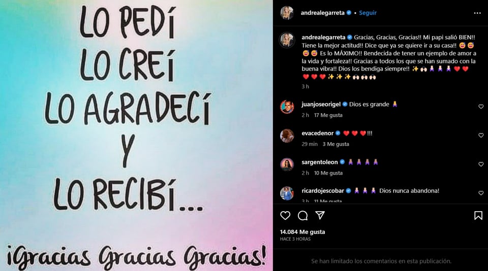 El padre de Andrea fue operado y se encuentra bien