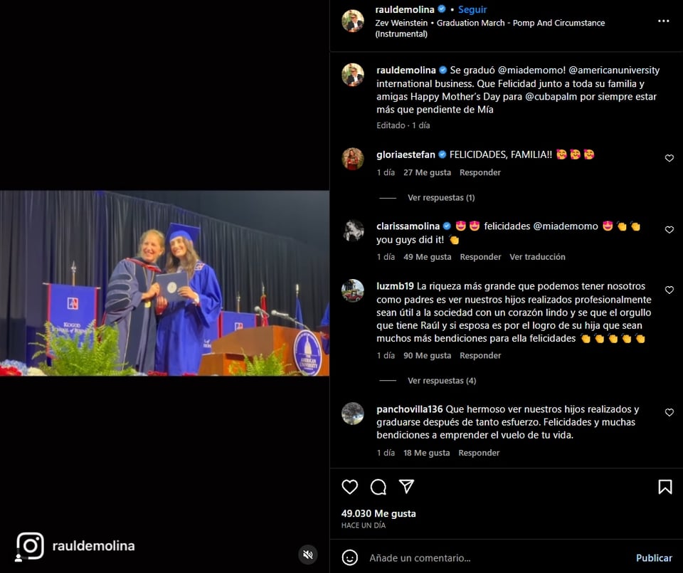 Los festejos del conductor por la graduación de su hija