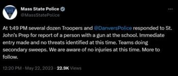 Reportan tirador activo en preparatoria de Massachusetts, policía informa sobre la situación