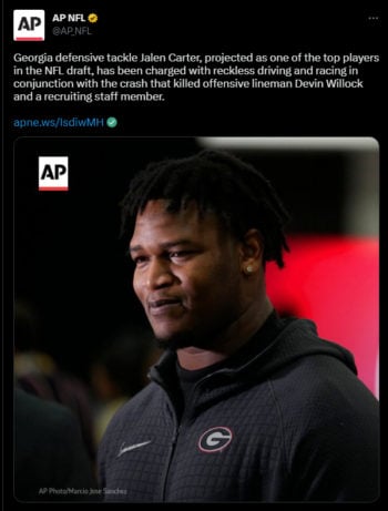 Emiten orden de arresto contra Jalen Carter, jugador de Georgia