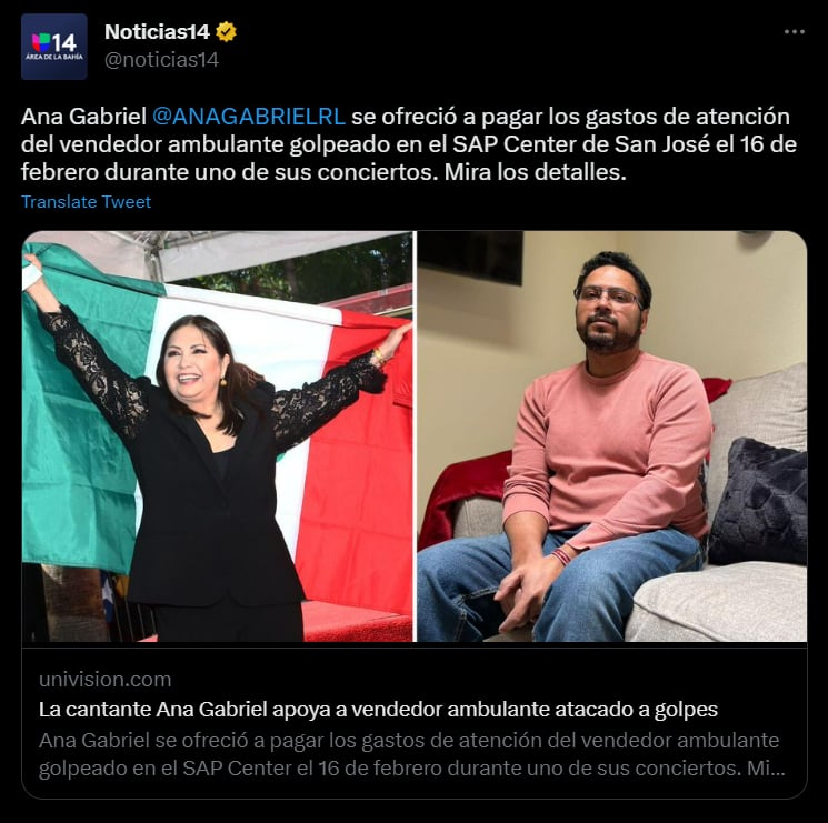 Ana Gabriel paid José's medical expenses