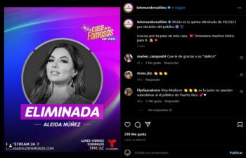 La eliminada de la noche fue Aleida Núñez