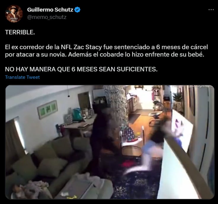 Zac Stacy agredió brutalmente a su pareja 