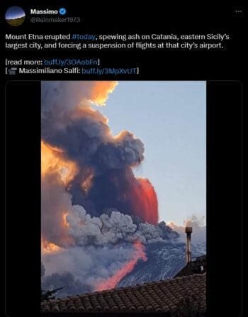 Mount Etna erupts, no injuries reported after the volcano event