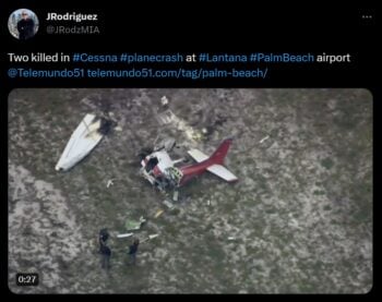 Accidente de avioneta en aeropuerto de Florida deja dos muertos, bomberos extinguieron el incendio del vehículo