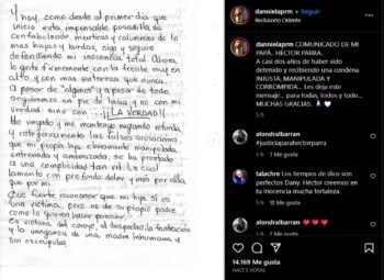 Tras entrar a la cárcel, Héctor Parra manda una carta escrita desde prisión