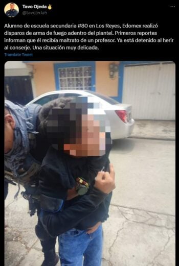 Balacera en secundaria del Estado de México, detienen al sospechoso