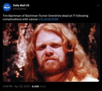 Muere el legendario guitarrista, Tim Bachman, a los 71 años
