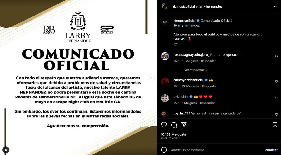 Due to illness, Larry cancels performances