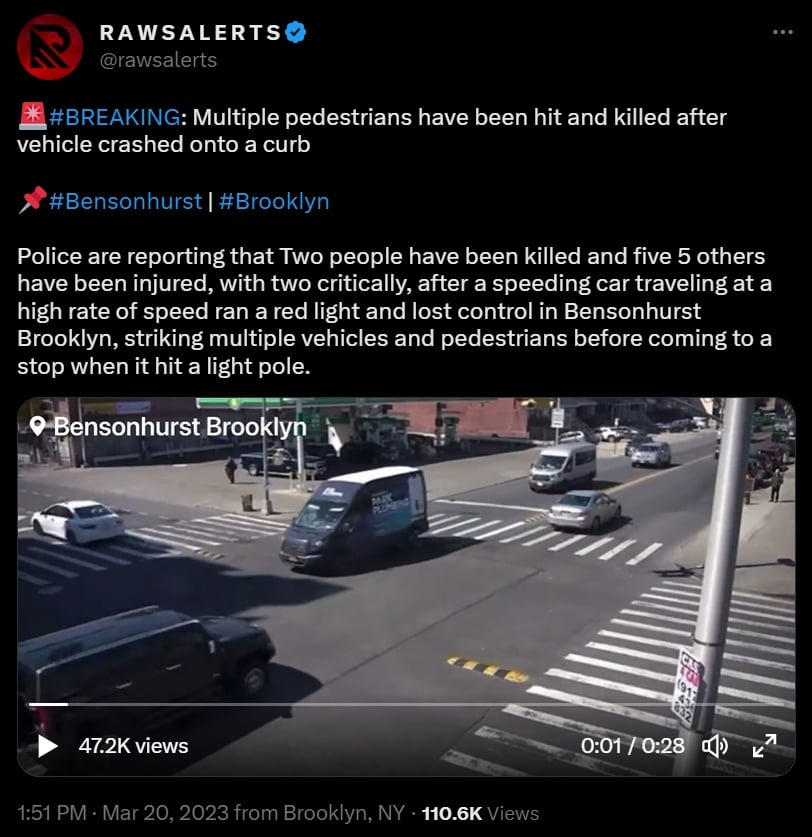 Brutal choque en Bensonhurst, Brooklyn deja 2 muertos