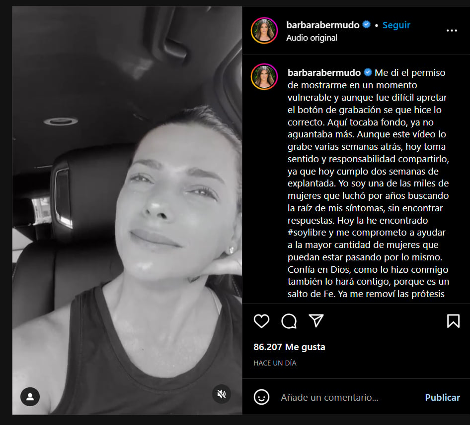 Se sincera con su público en Instagram