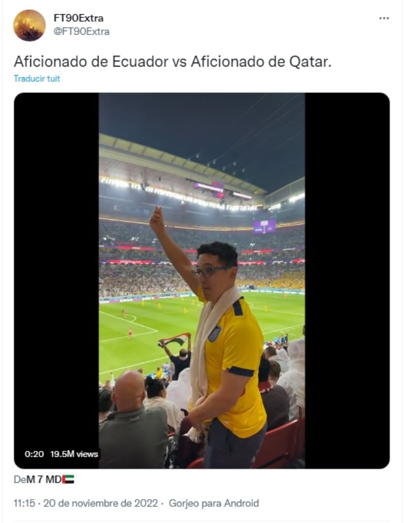 Fan Ecuador seña Qatar: "¡Cállate o te golpearé!"