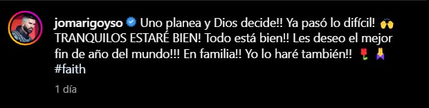 Jomari comparte en su descripción que estará bien