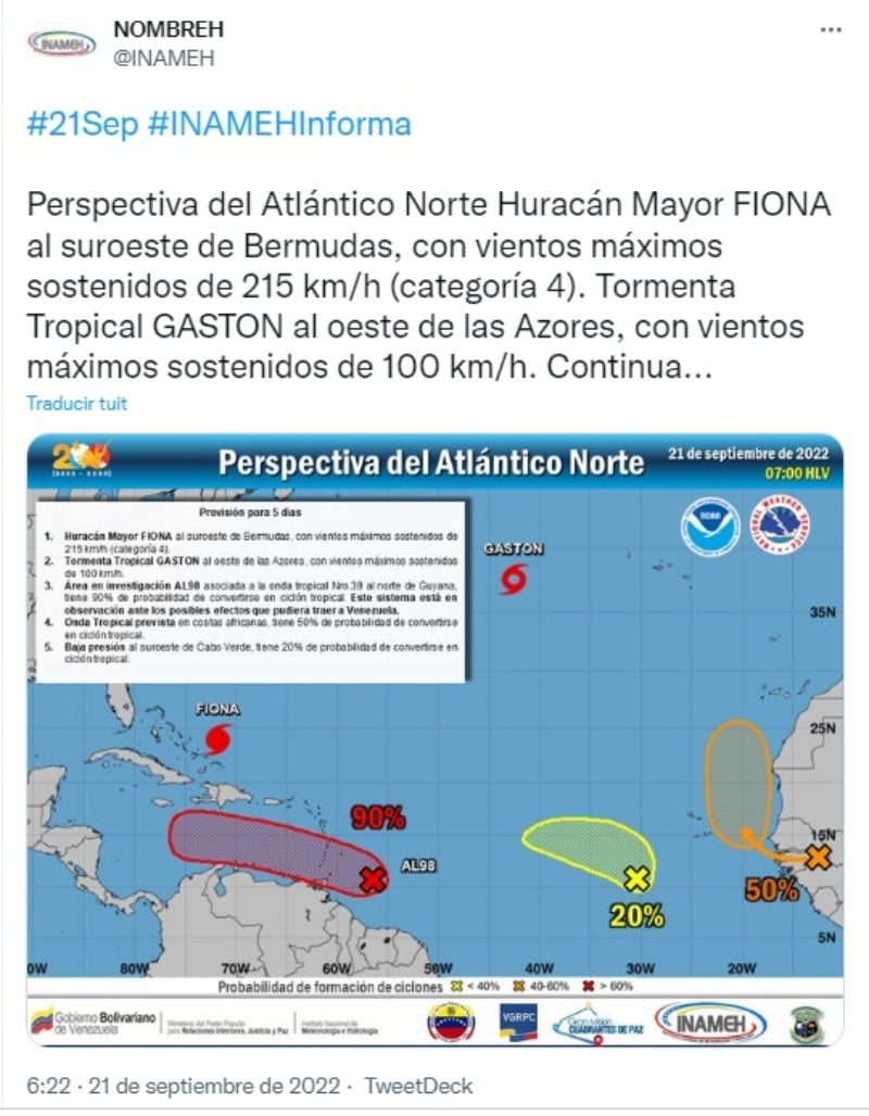 Huracán Fiona categoría 4: Impactará a las Bermudas