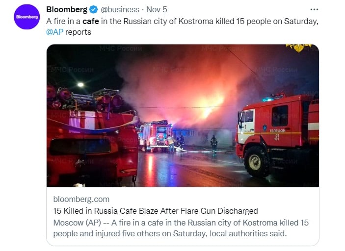 Incendio bengala muertos café de Rusia
