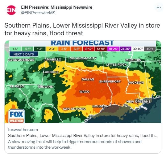 Advertencia por amenaza de inundaciones