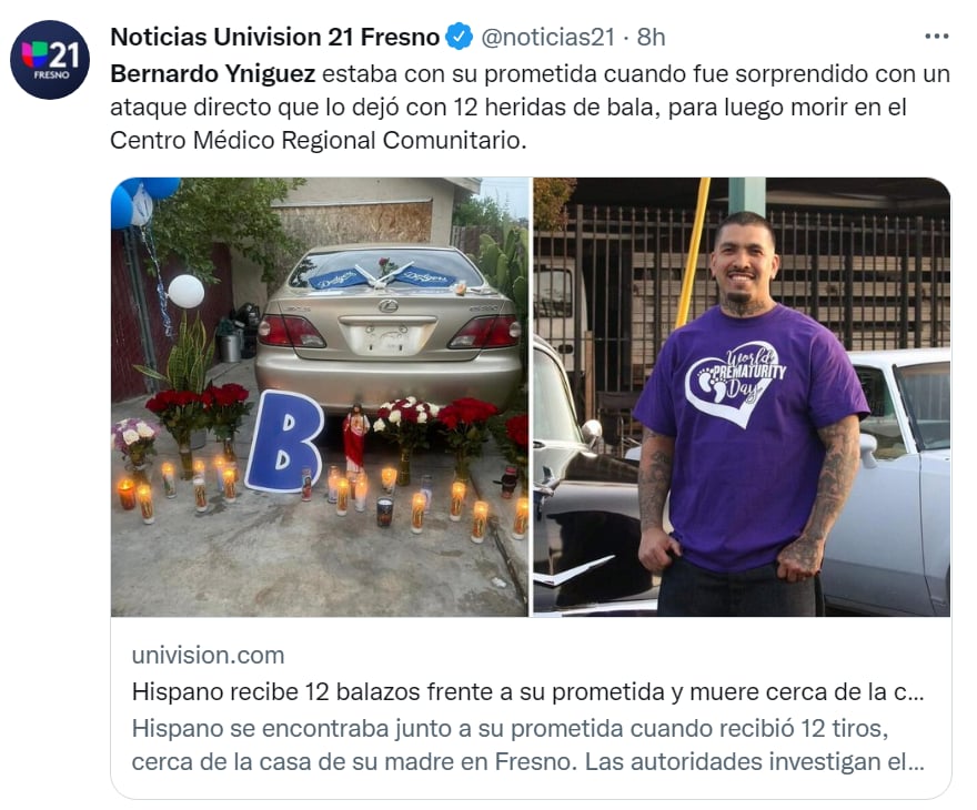 Matan hispano balazos California