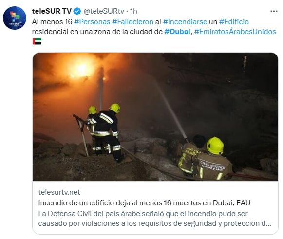 Incendio edificio Dubái