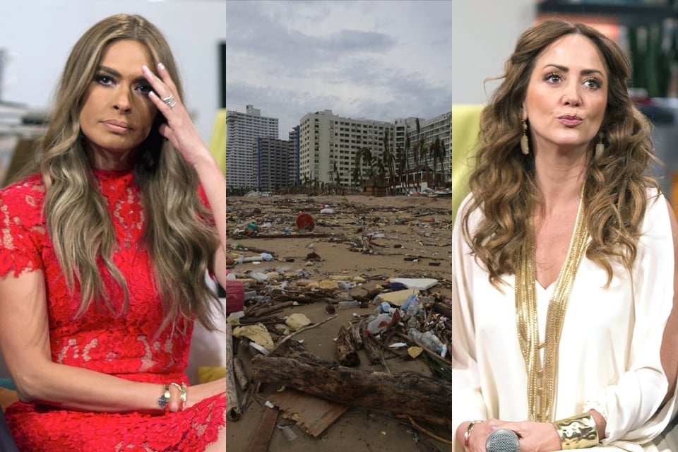 Galilea and Andrea Legarreta cry for their families after the hurricane in Acapulco