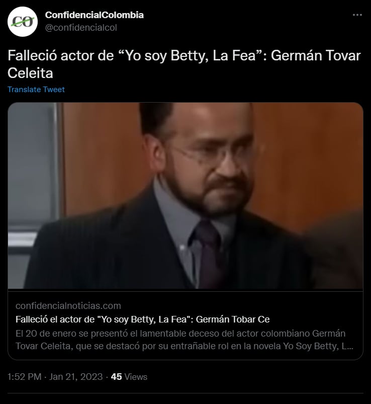 El actor que dio vida a uno de los abogados en la novela, murió a los 72 años