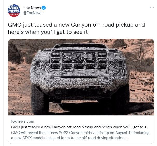 Ofrecen adelanto de la poderosa GMC Canyon 2023