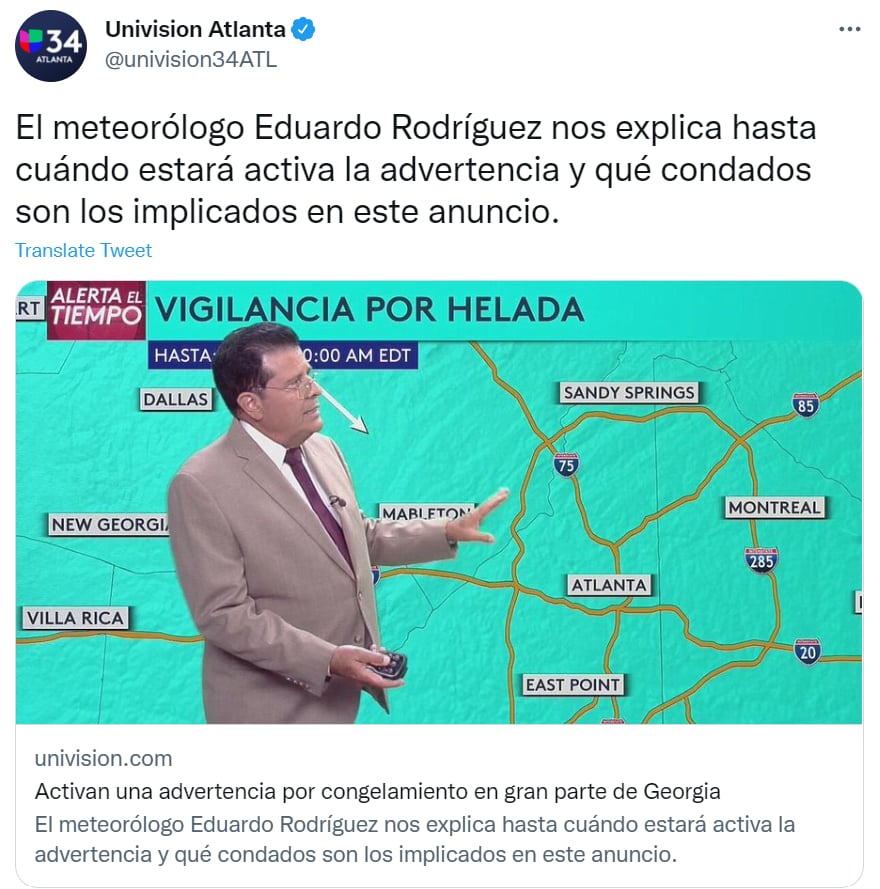 Advertencia congelamiento Georgia