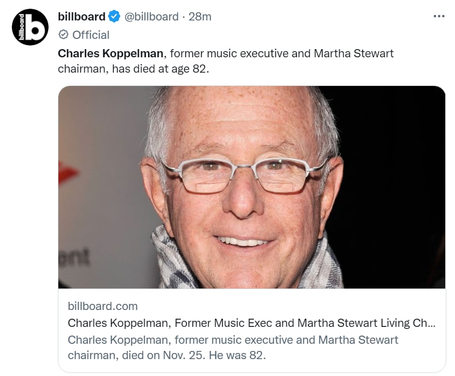 Charles Koppelman dies