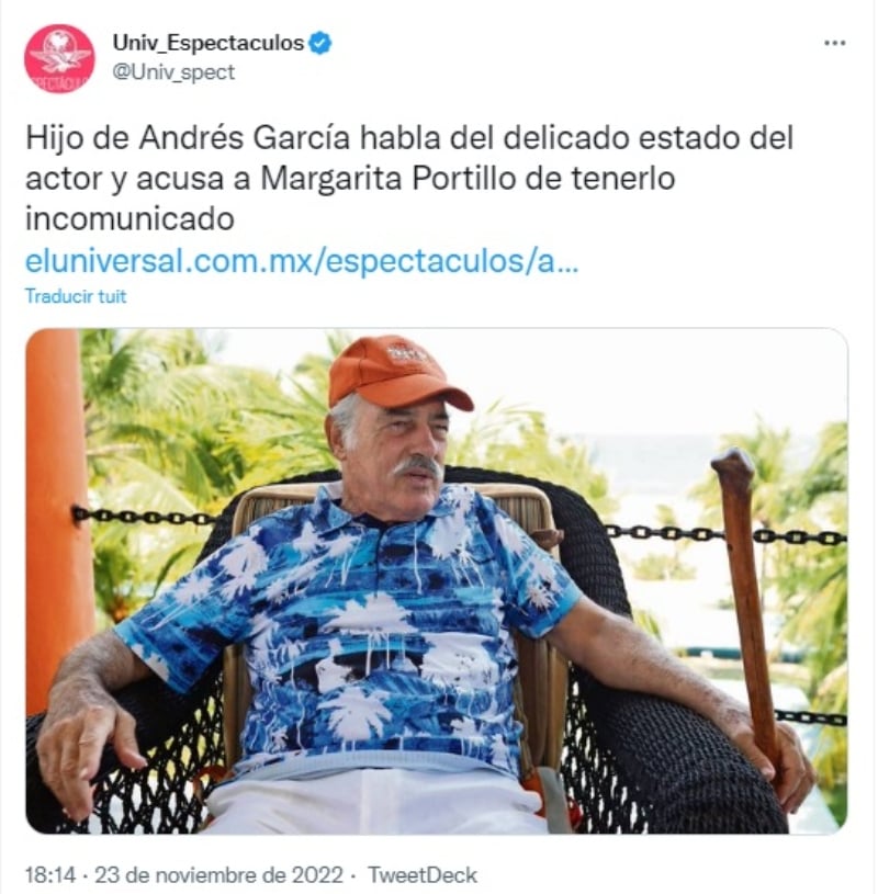 Hijo de Andrés García rompe el silencio sobre la salud de su padre