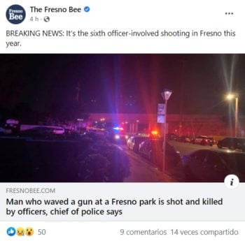 Hispano amenaza con arma en parque de California y resulta mortal