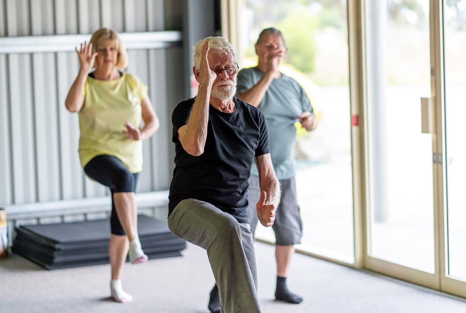personas mayores, Tai Chi, clase, asiático, entrenamientos