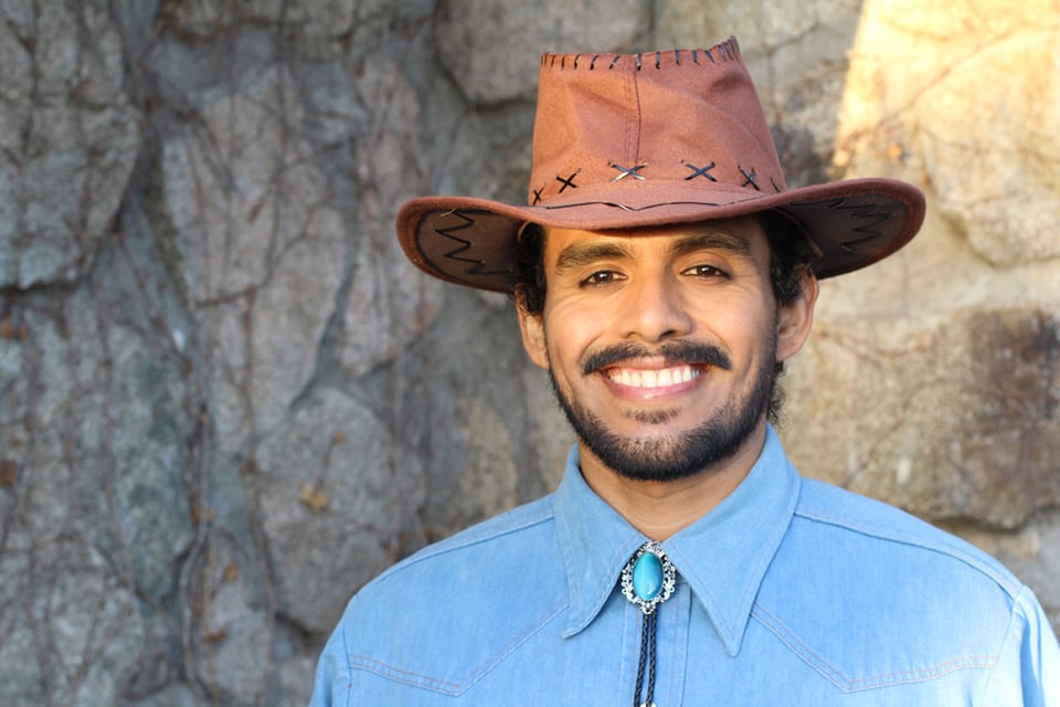 inmigrante, sonrisa, sombrero, texana, barba