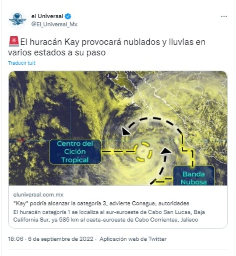 Huracán Kay aumentaría a categoría 3 en las próximas horas