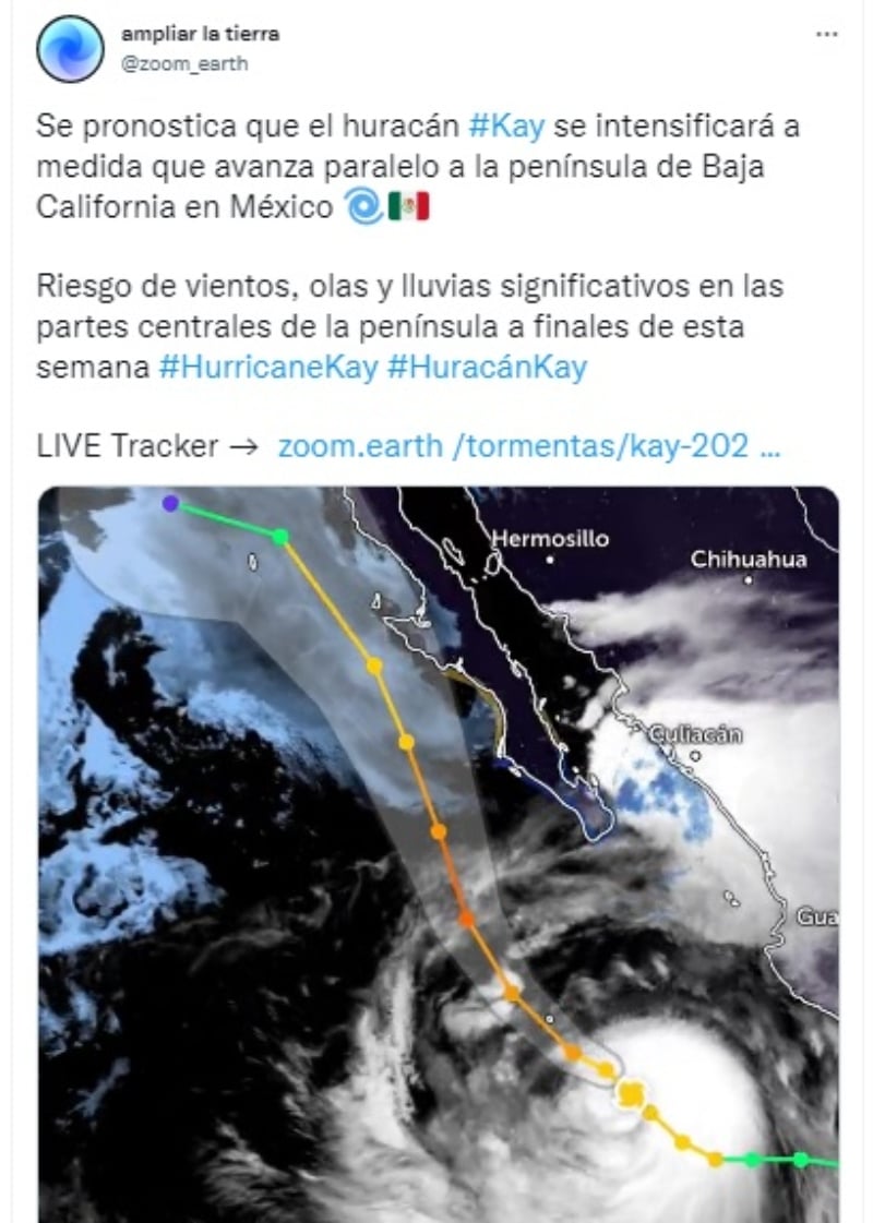 Huracán Kay categoría 3: Pronostican fuertes lluvias