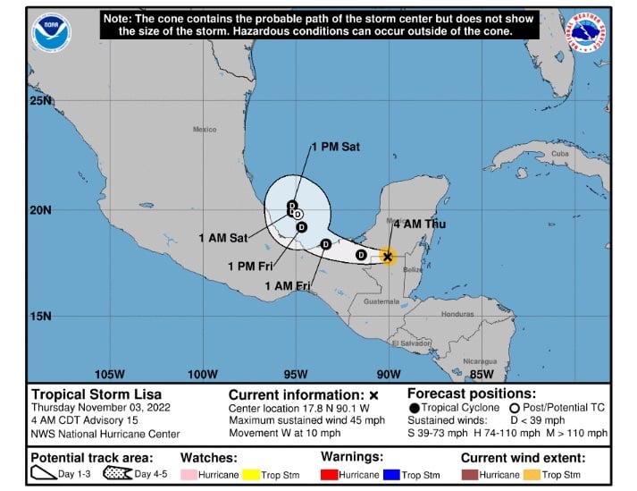 Huracán Lisa toca tierra en Centroamérica