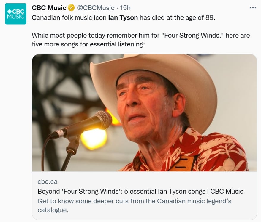 Muere cantante Ian Tyson