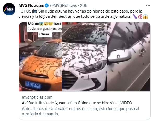 Lluvia gusanos China