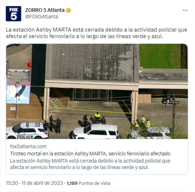 Tiroteo estación Ashby MARTA: Confirman saldo mortal