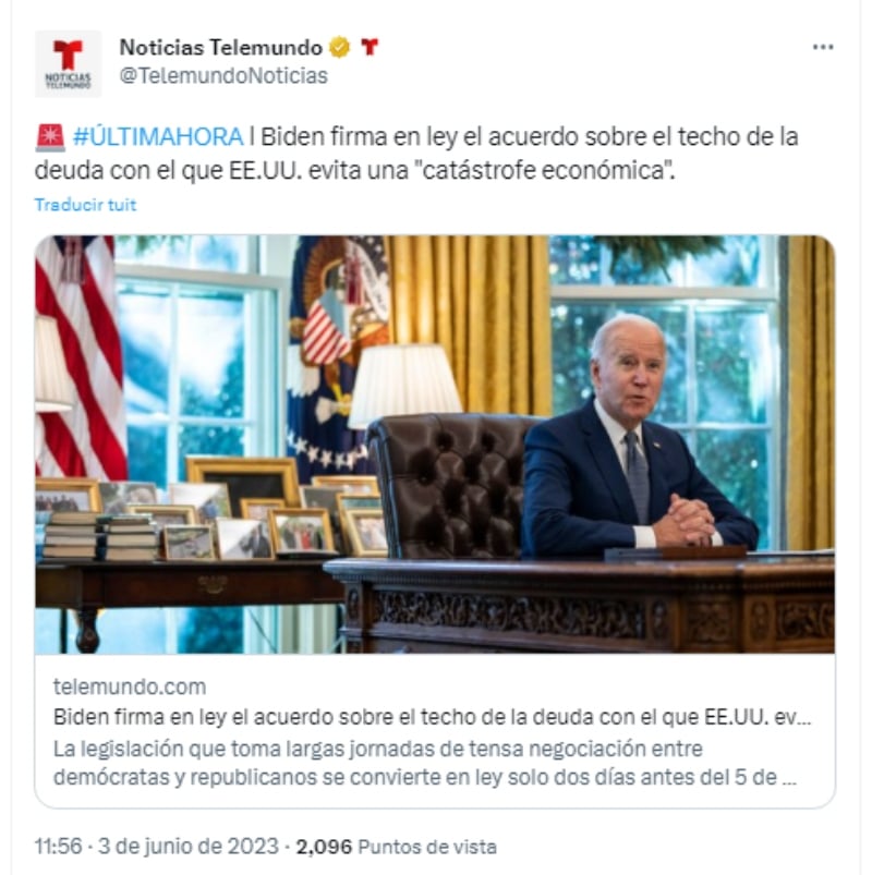 El acuerdo es para elevar el techo de deuda