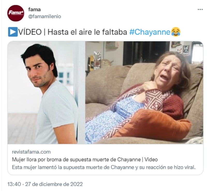 Madre reacciona muerte Chayanne: No acepta la muerte del cantante
